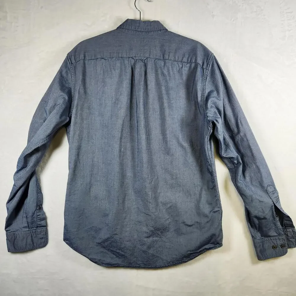 Banana Republic Stretch Oxford Grant Fit Men's Size M‎ Blue Cotton Casual Shirt
